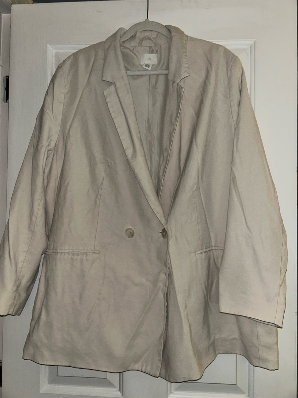 Women's H&M Cream Double-Breasted Blazer Jacket